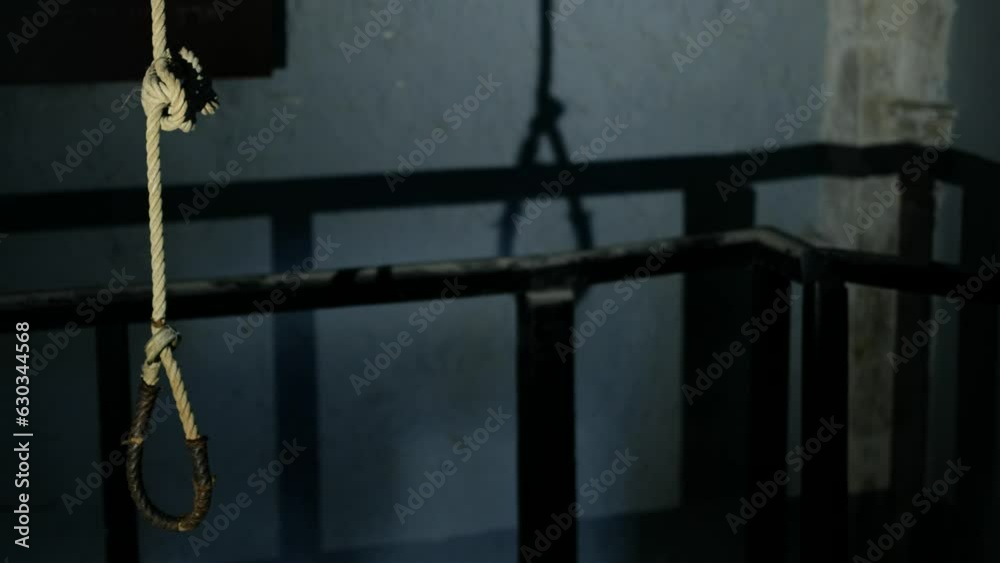 An authentic hanging rope in a real hanging chamber. the rope has a ...