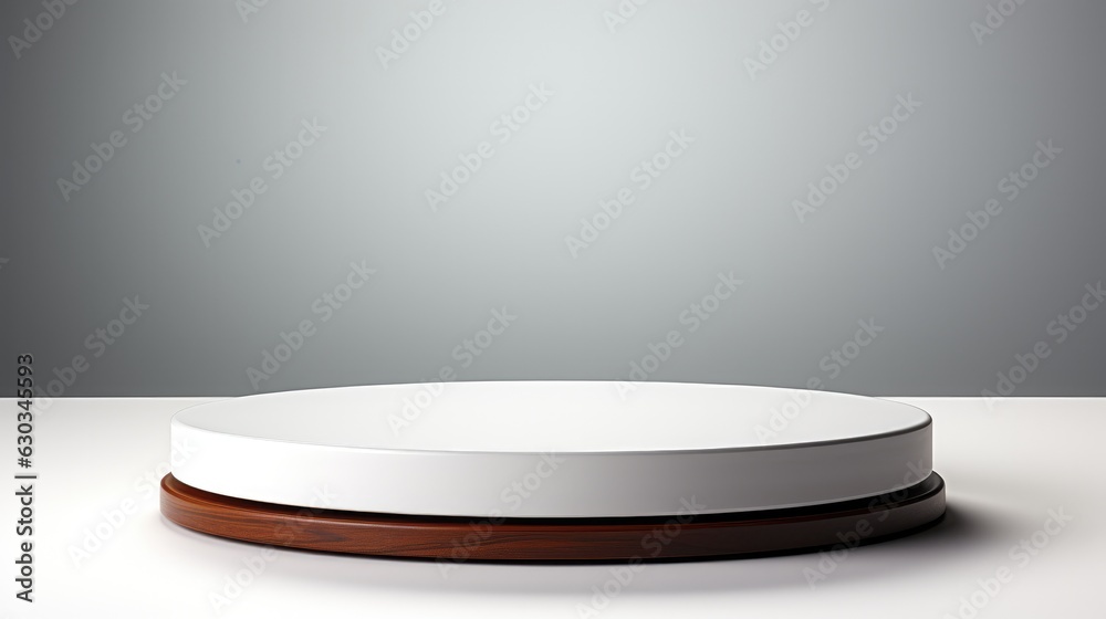 Podium pedestal for product presentation for cosmetic beauty on white background. generative ai
