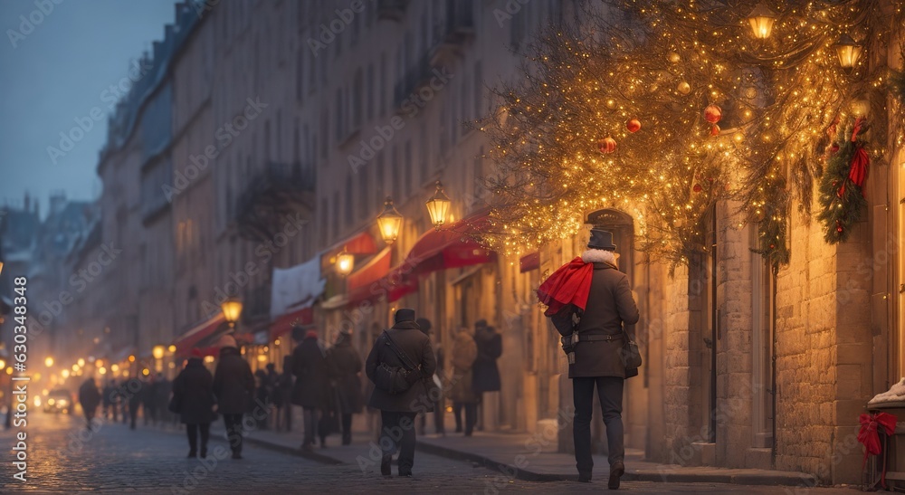 people walking in the Christmas city