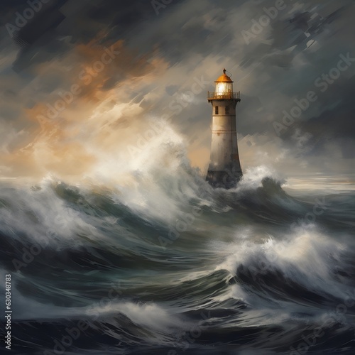 Lighthouse in heavy storm created with AI © MK online