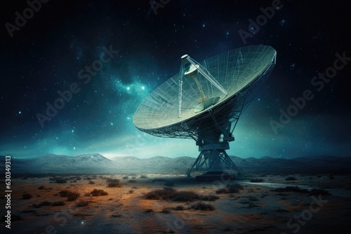 Scenery of a radio telescope on a starry night.