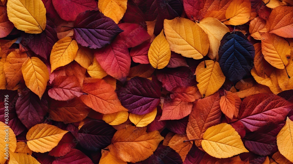 Colorful autumn leaves, tile background