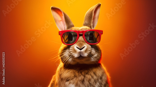 Stylish Hare: A Real Star Winner with Sunglasses, cool rabbit generative ai