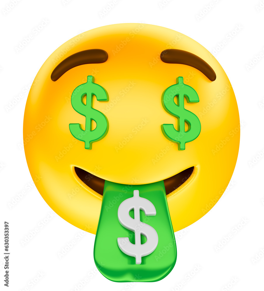 Emoji with money symbol in 3d render Emoji with money symbol in 3d render