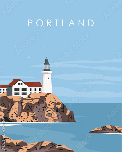 Portland Head Light USA travel poster