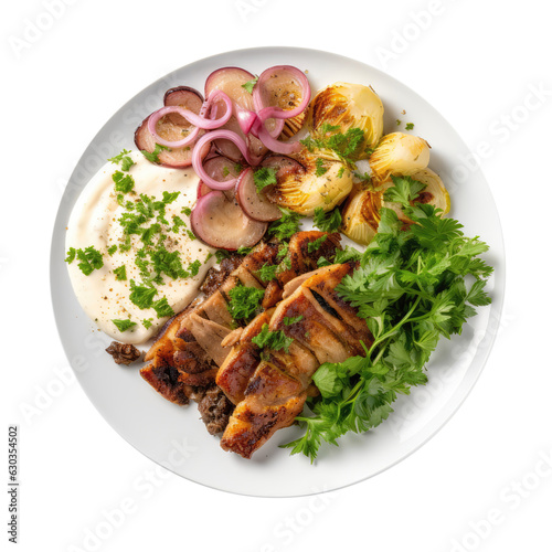 Meorav Yerushalmi Israeli Cuisine On White Plate On Isolated Transparent Background, Png photo