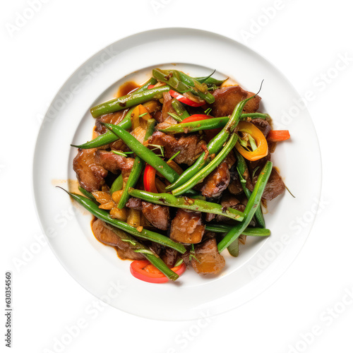 Pinakbet Filipino Cuisine On White Plate On Isolated Transparent Background, Png
