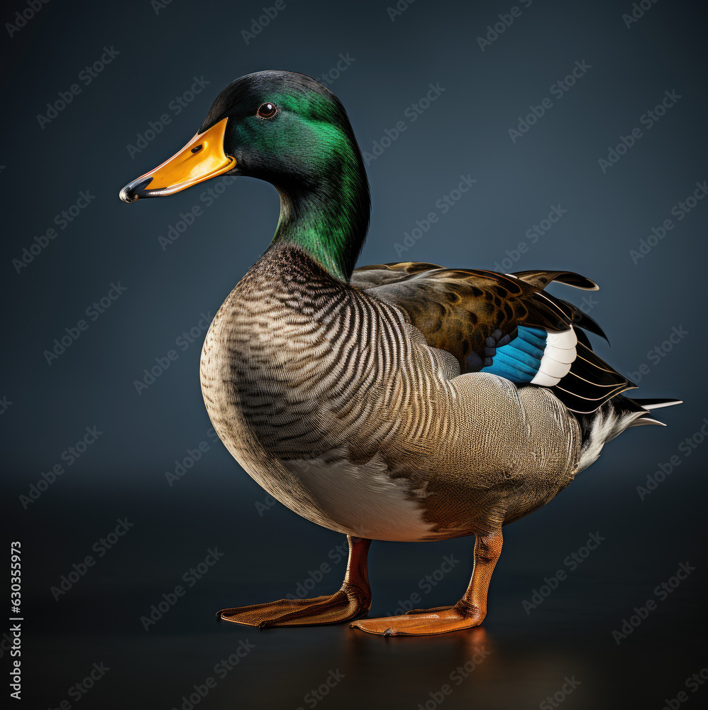 Drake, a Male duck standing looking left. Drake, a Male duck standing looking left.