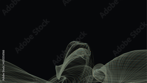 abstract shapes illustration, transparent background with beautiful green mesh wave lines. luxury with glitter light effects elements. elegant shapes and space for your text.