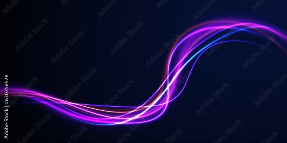 Obraz premium Abstract rotational border lines. Power energy. LED glare tape. Futuristic dynamic motion technology. Neon color glowing lines background