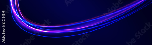 Particle motion light effect. Abstract fire flare trace lens flares. Acceleration speed motion on night road. Magic moving fast speed police lines. 