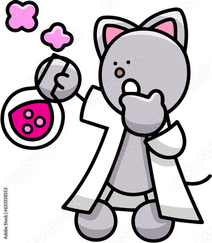 実験するにゃんまるのイラスト(左右反転バージョン)　猫
