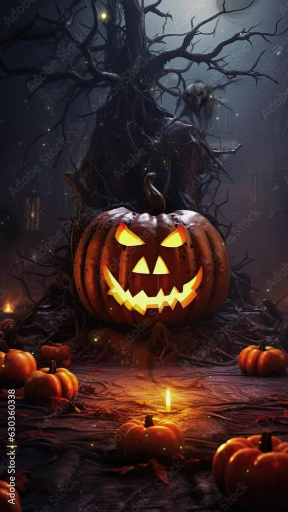 Vertical video halloween background with pumpkin Vertical video halloween background with pumpkin