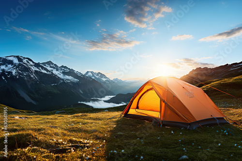 Unforgettable Camping Experience in the Majestic Mountains Embracing Nature's Beauty and Adventure. created with Generative AI