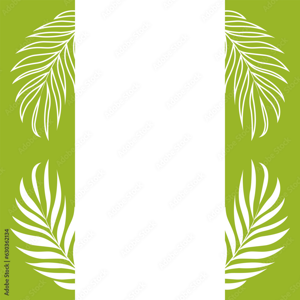 Vector abstract background in minimalist style with artistic botanical leaves silhouettes, organic shapes. Vector background for banner, poster, web and packaging.