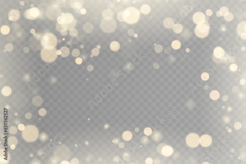 Abstract golden shining bokeh. Light abstract glowing bokeh lights. Bokeh lights effect isolated on transparent background. Christmas glowing warm orange glitter element