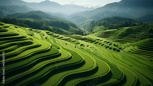 Rice terrace. Generative AI © Vika art