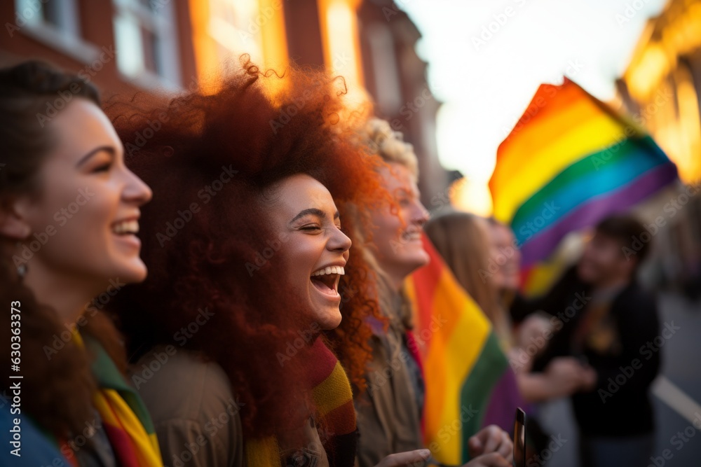 una mujer feliz celebra el dia del orgullo LGTBI