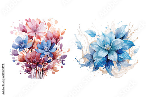 Watercolor vector hand drawn creative new floral design