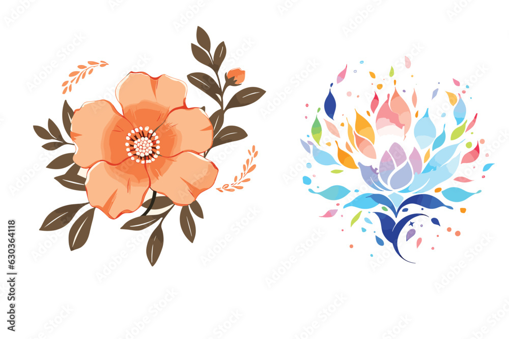 Watercolor vector hand drawn creative new floral design