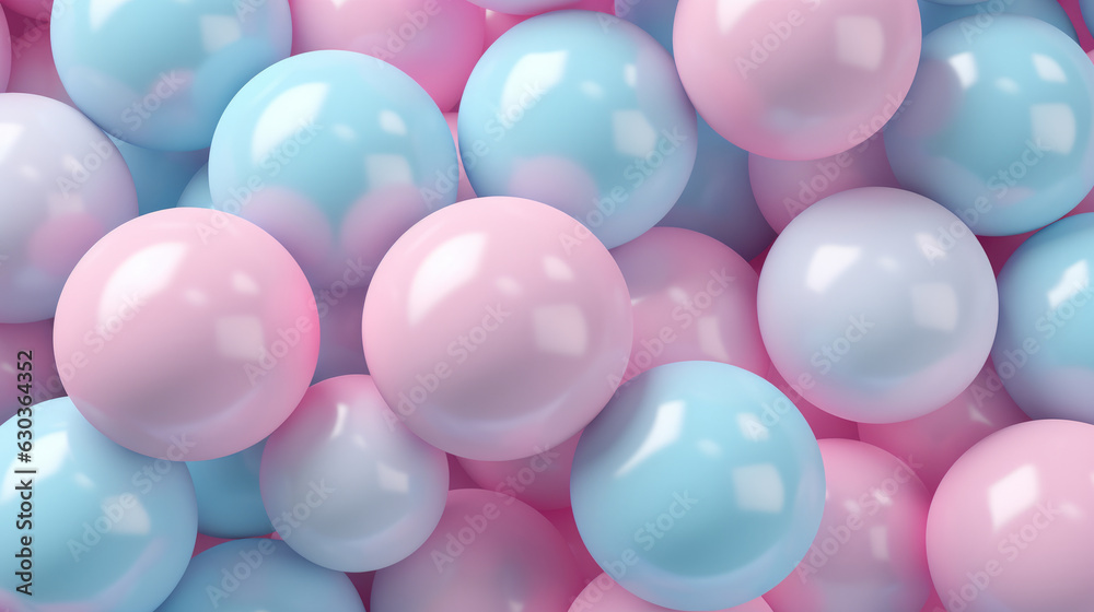 A colorful arrangement of balloons in pink and blue hues A colorful arrangement of balloons in pink and blue hues