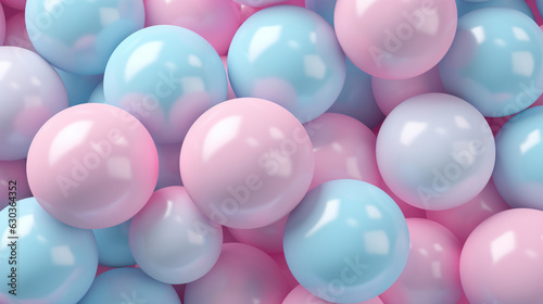A colorful arrangement of balloons in pink and blue hues