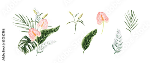 Floral bouquet watercolor vector elements design