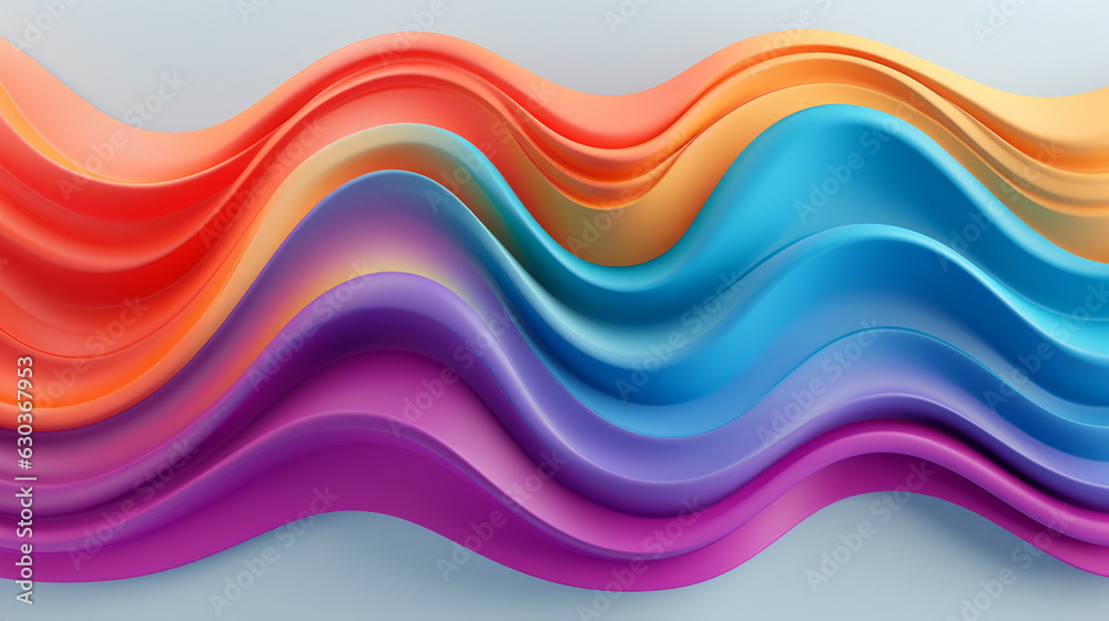 A vibrant, colorful wave made of paper against a white background