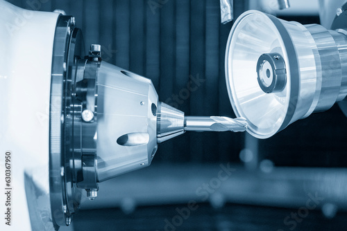 Close up scene the ball nose end mill tool regrinding process on regrinding machine.