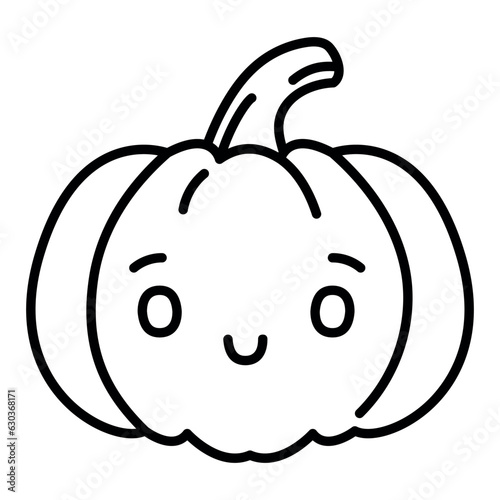 Kawaii pumpkin glad emoji vector illustration.