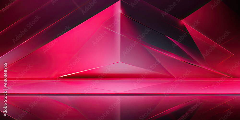 Abstract 3d background, glowing geometric shapes pattern texture on dark black background