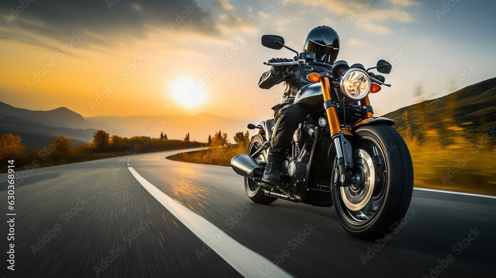 Motorcycle Fun Motorcycle Adventure - Having Fun Riding on an Empty Highway during a ...