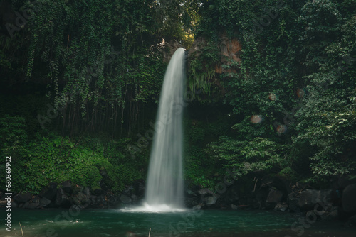 beautiful waterfall in the middle of the forest in the rainforest