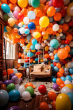 A room filled with balloons