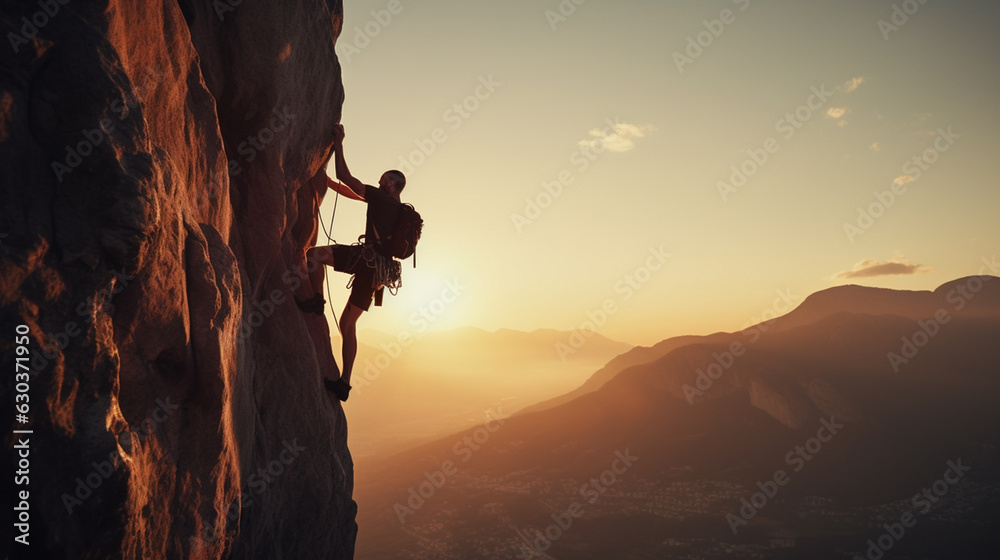 Rock climbing, extreme sport background with adventure mood and tone collection of extreme sport motivation, outdoors activities  lifestyle concept - obrazy, fototapety, plakaty 