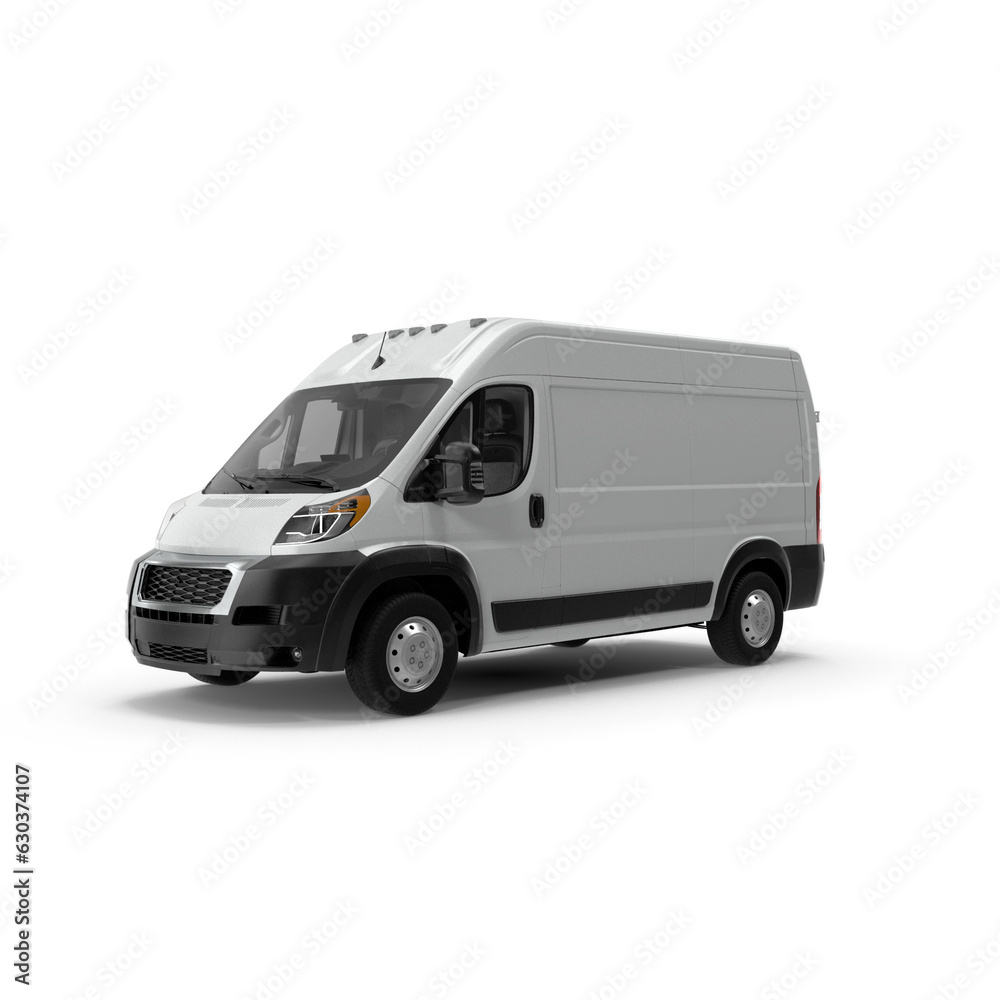 white delivery van isolated on white background