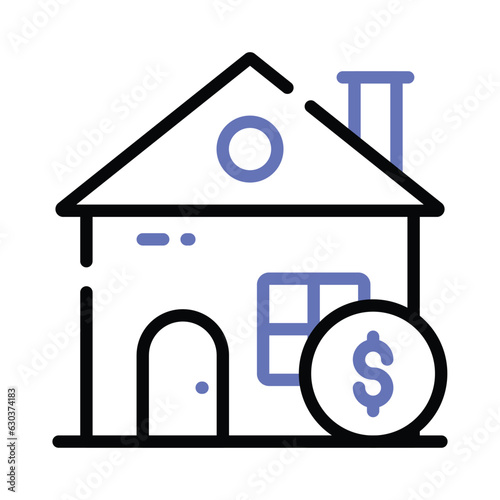 Home with dollar coin showing house loan concept vector in modern style