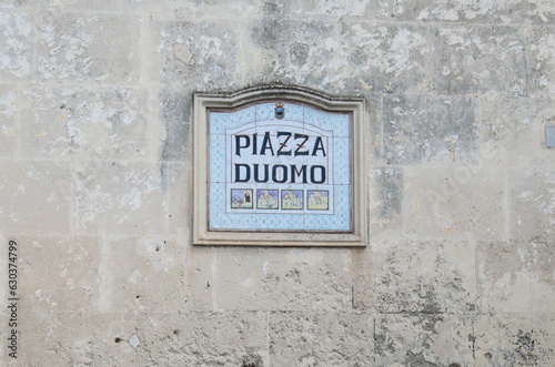 Street sign in Matera old town, Italy © Anna