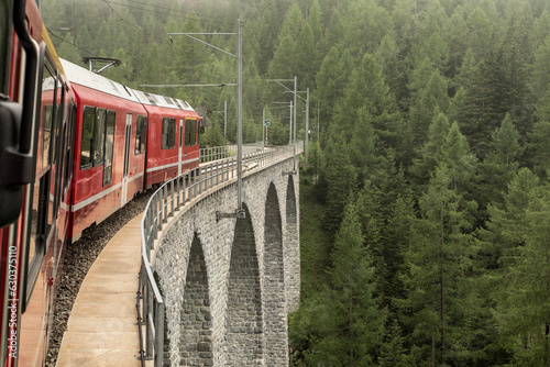 Bernina Express on bridge