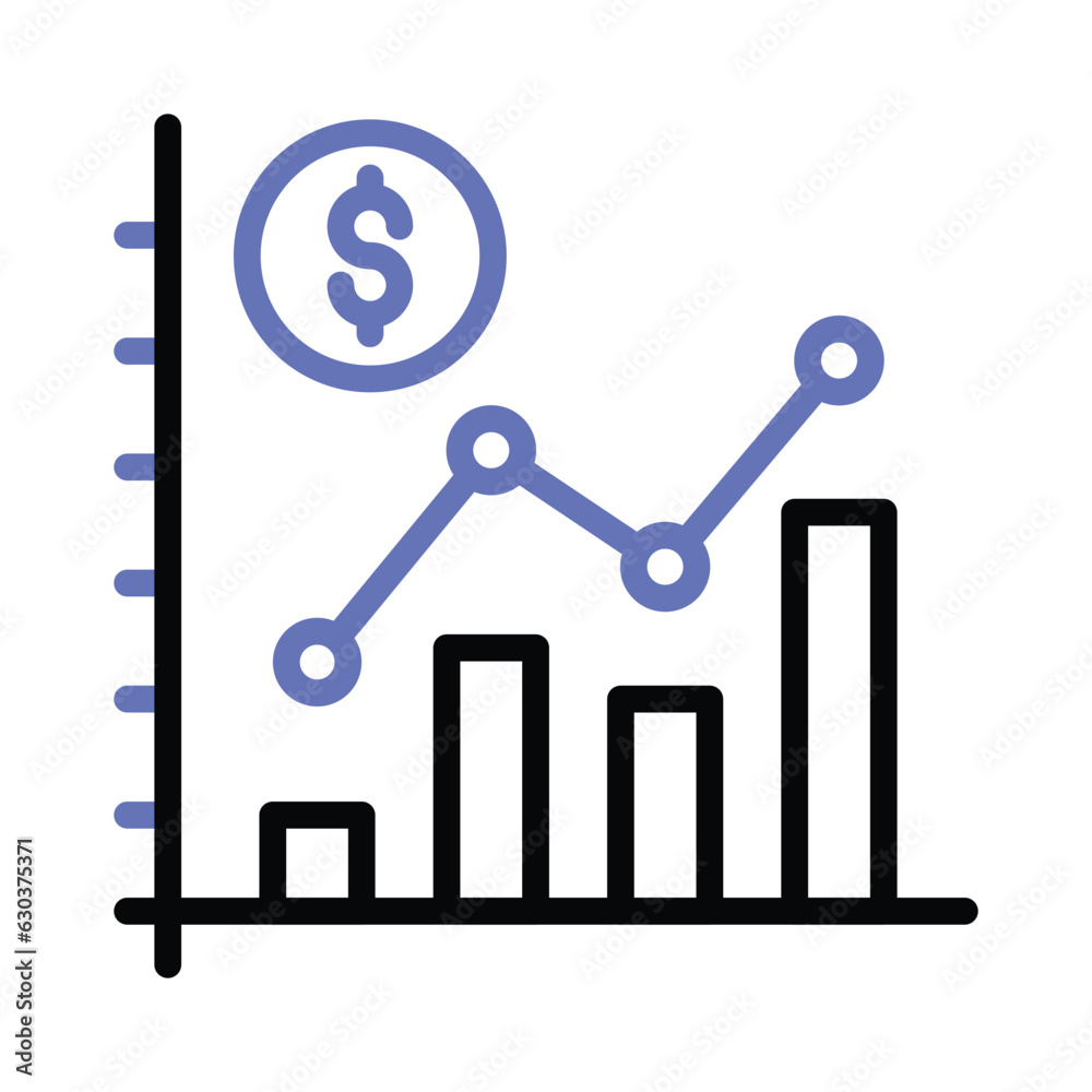 Bar chart and dollar coin representing the analysis and interpretation of financial data, financial data analysis vector Bar chart and dollar coin representing the analysis and interpretation of financial data, financial data analysis vector