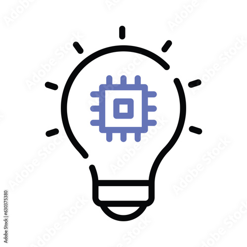 Microchip inside light bulb showing smart solution concept vector