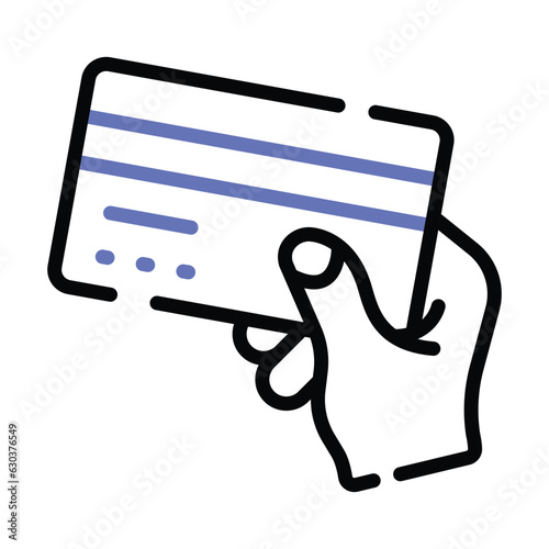 Hand holding credit card denoting concept of card payment icon, ready to use vector