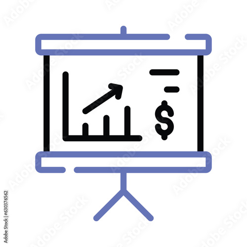 A well crafted icon of presentation board in editable style, business analysis vector