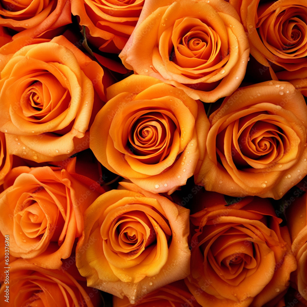 Vibrant Beauty of Abundant orange Rose Blossoms in a Serene Garden Setting - AI generated Vibrant Beauty of Abundant orange Rose Blossoms in a Serene Garden Setting - AI generated