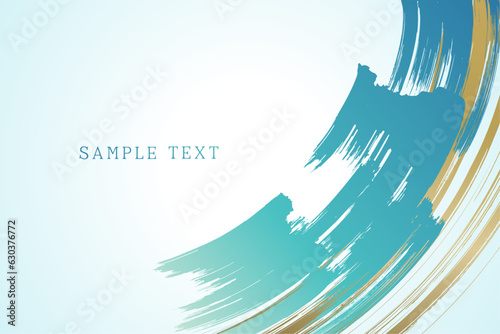 筆で描いた水色と金色の和風背景素材