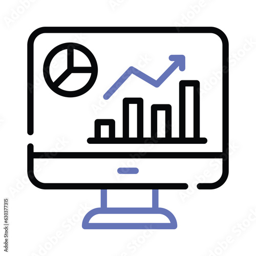 Data chart on lcd display showing vector of market analysis in modern style