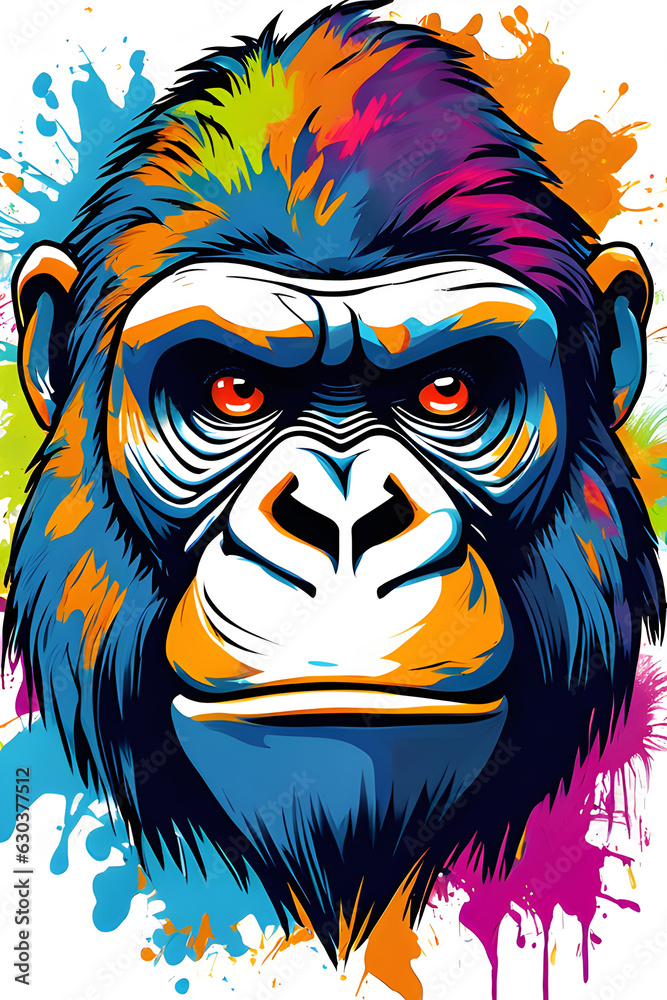 Generative AI Illustration of a colorful graffiti Halloween themed gorilla Generative AI Illustration of a colorful graffiti Halloween themed gorilla