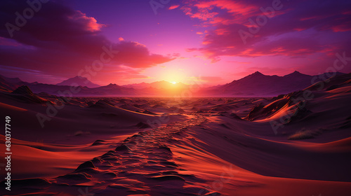 A mesmerizing sunset over the Sahara desert. Wallpaper concept. Generative AI.