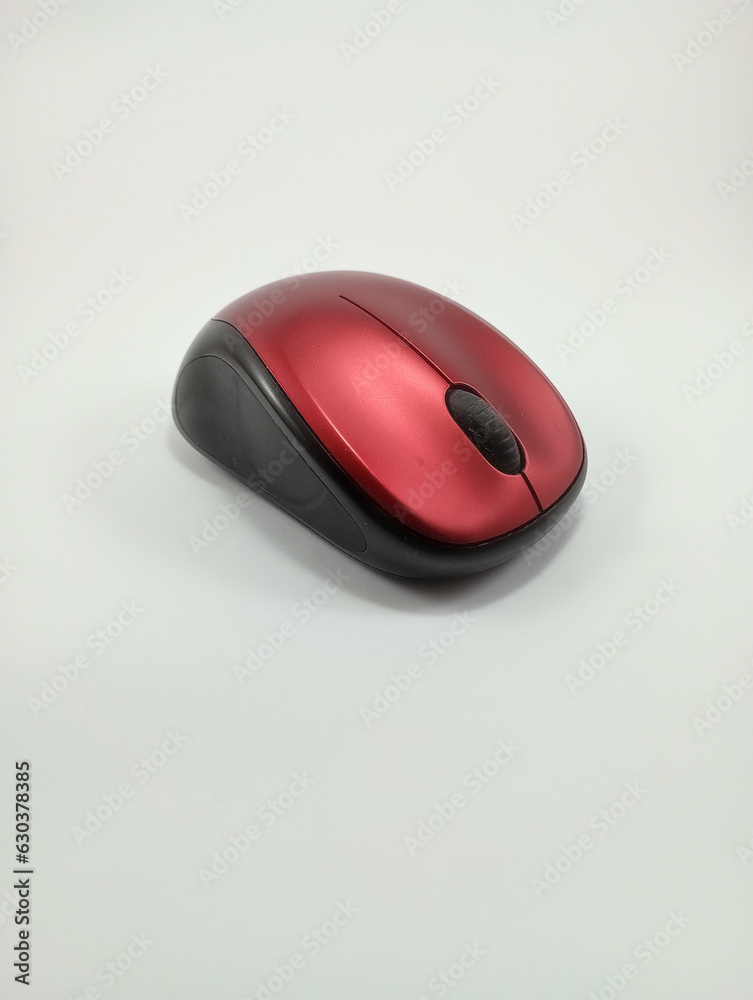 Black Red Computer Mouse on a White Background Black Red Computer Mouse on a White Background