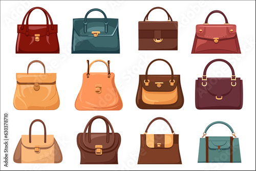 Set of women handbag illustration vector isolated on white 